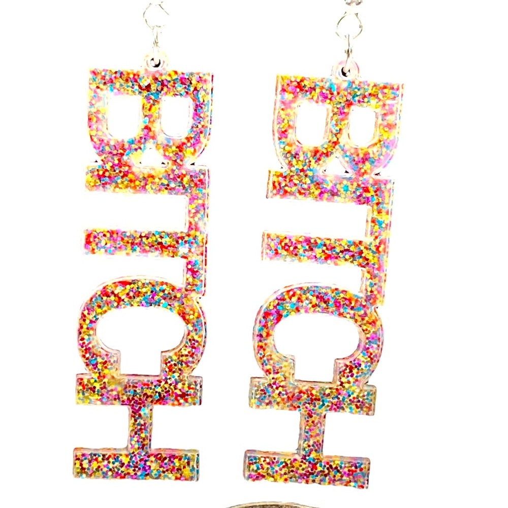 *HOST PICK* RUDE STAINLESS earrings,fun earrings/Brand new acrylic steel-rainbow